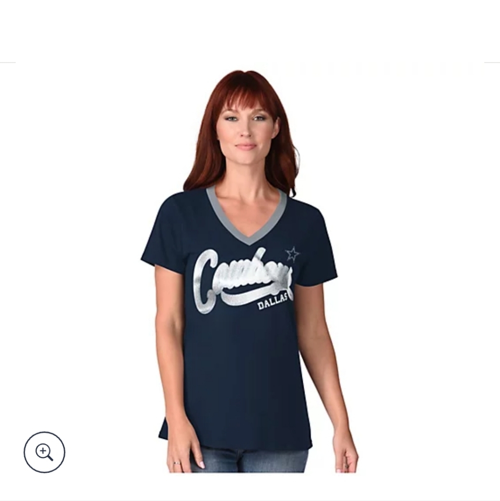 NFL Team ladies Cowboys small Foil v neck tshirt